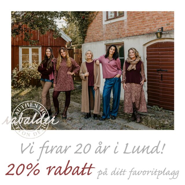 @rabalderofficial Rabalder firar 20 år i Lund - varmt välkommen in och fira med oss!  Vi ger 20% rabatt på ditt favoritplagg. 🎈 🎈

Gäller klubbmedlemmar vid ett köptillfälle av höstens kollektion 1-2 november på ord. priser, dock ej Perusortiment. Ej i kombination med andra erbjudanden.

#slowfashion #swedishdesign #höstmode #skönakläder #rabalder #lundcity #shoppingilund